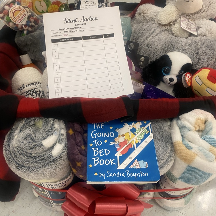 basket with blanket and books
