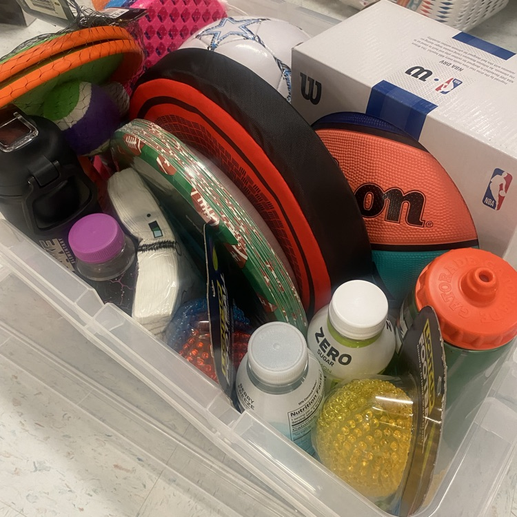 basket with sports equipment