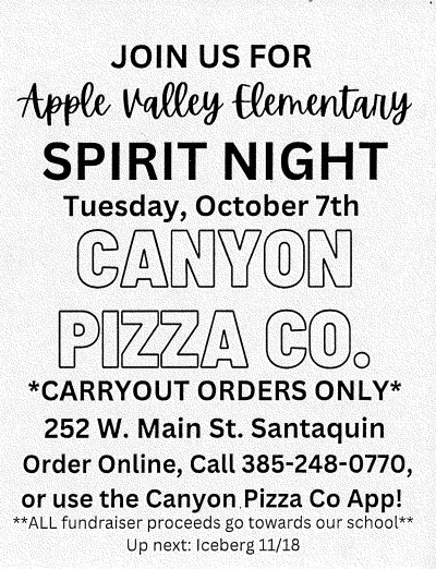 spirit night tonight at Canyon Pizza Co