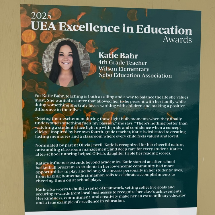 Katie Bahr UEA Excellence in Education Awards