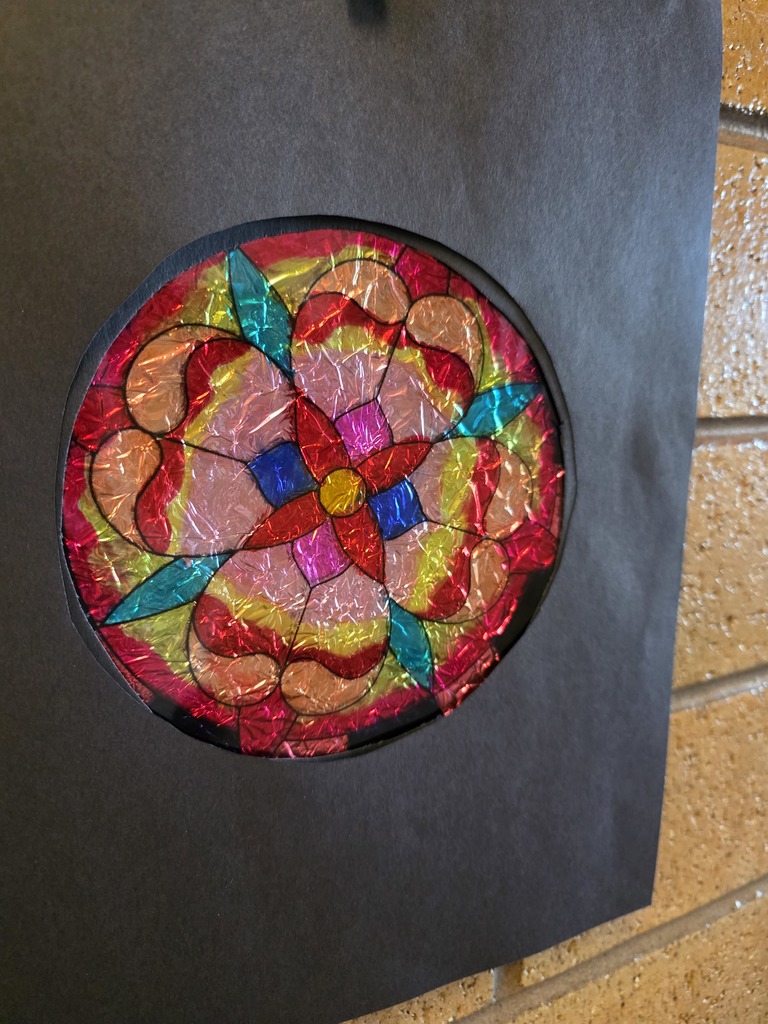 stained glass artwork by 4th grade