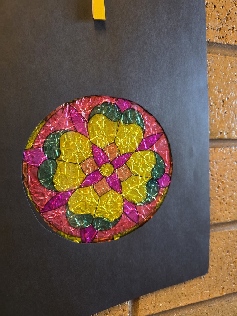 stained glass artwork by 4th grade