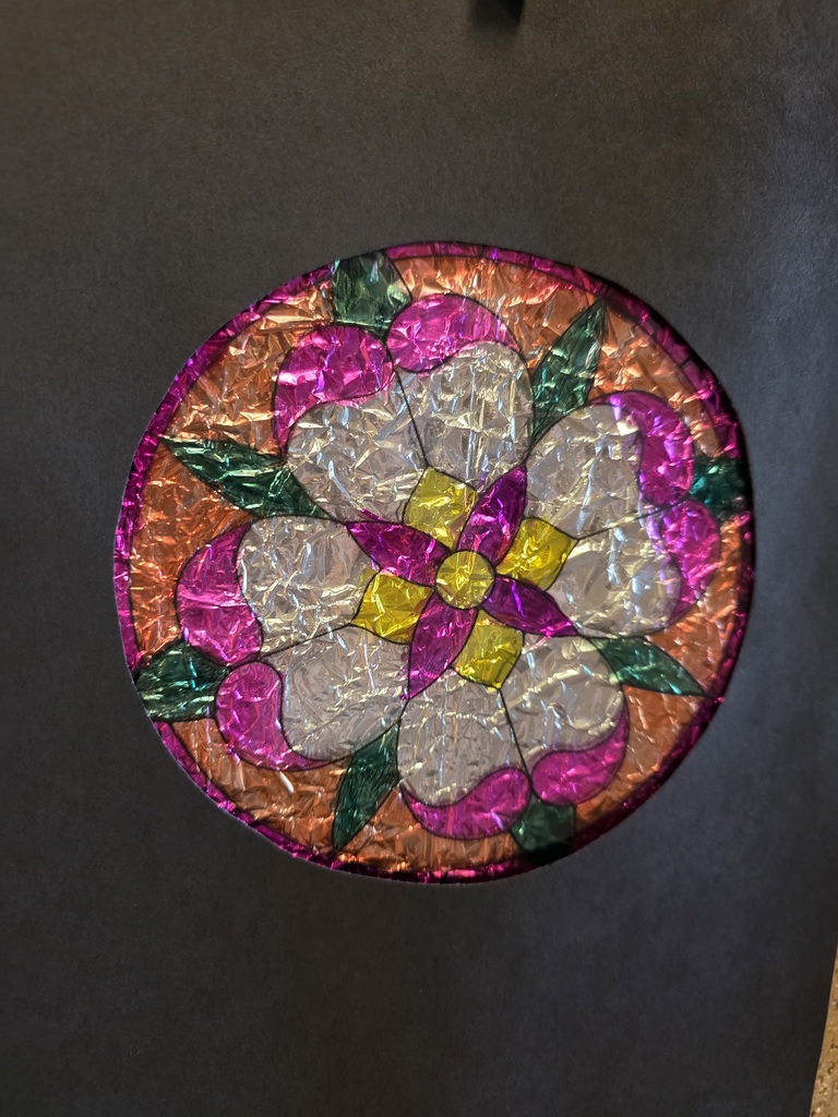 stained glass artwork by 4th grade