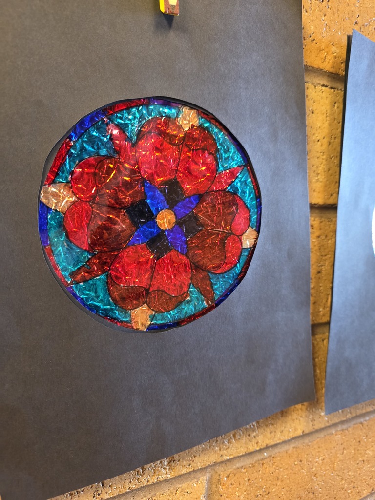 stained glass artwork by 4th grade