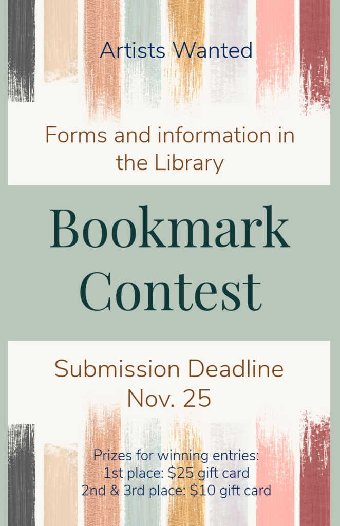 Library bookmark context deadline, Nov. 25th
