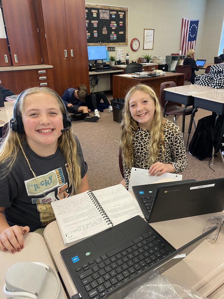 Students working on their chromebooks.