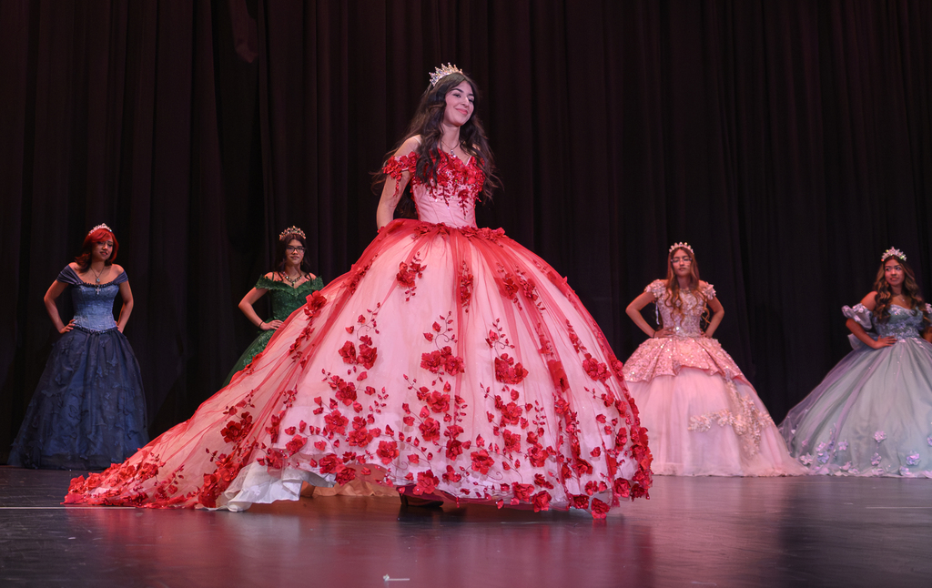 Girls in beautiful dresses for the Heritage assembly