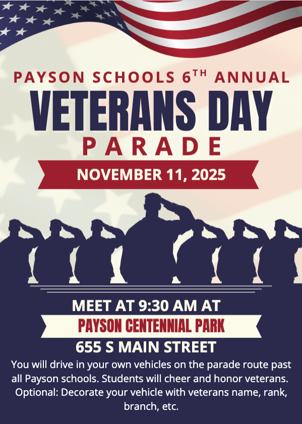 Veterans Day Parade Flyer for Payson Schools