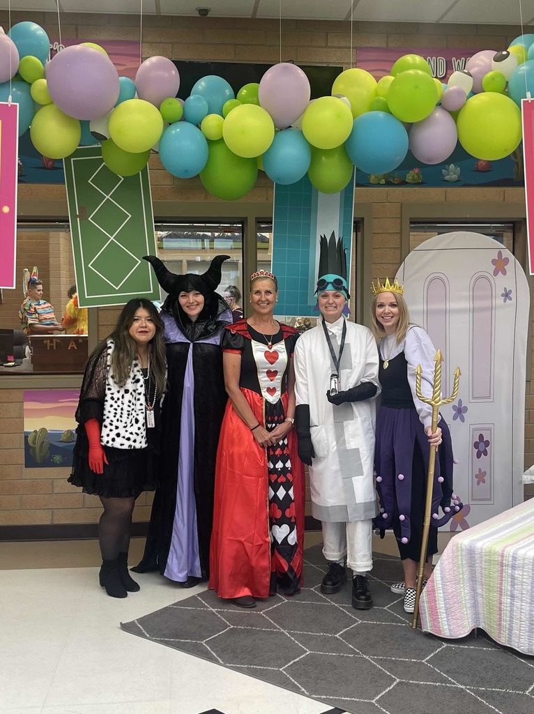 4th grade teachers dressed up as Disney villans.