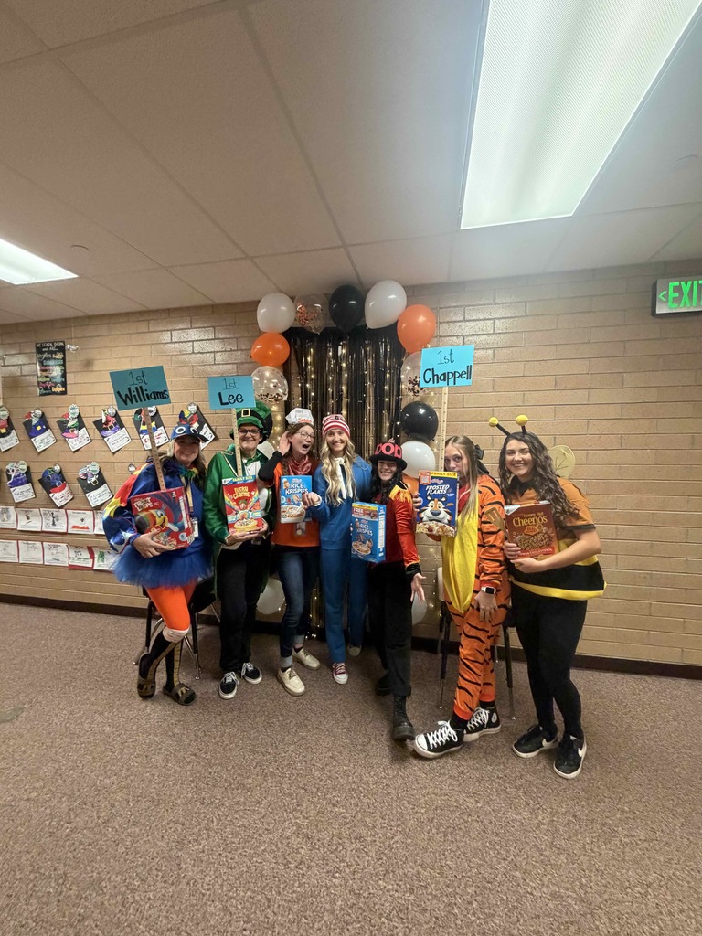 1st Grade teachers dressed up as cereal.