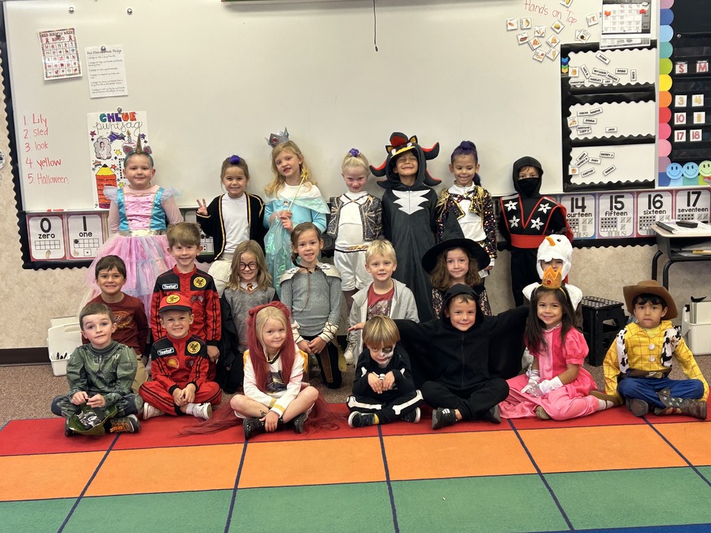 Class dressed in Halloween costumes.