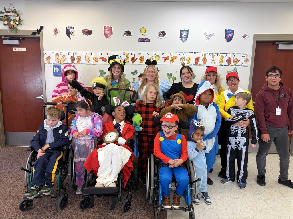 Class dressed in Halloween costumes.