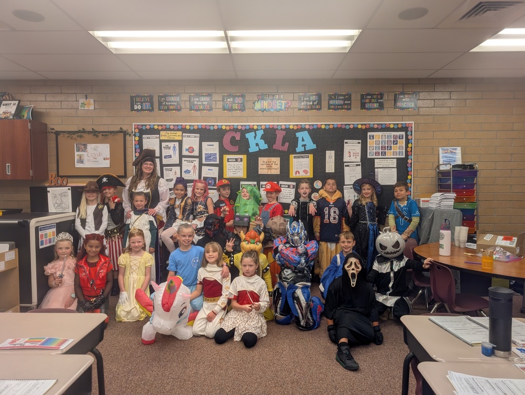 Class dressed in Halloween costumes.