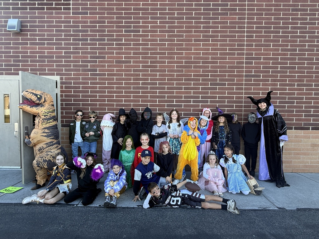 Class dressed in Halloween costumes.