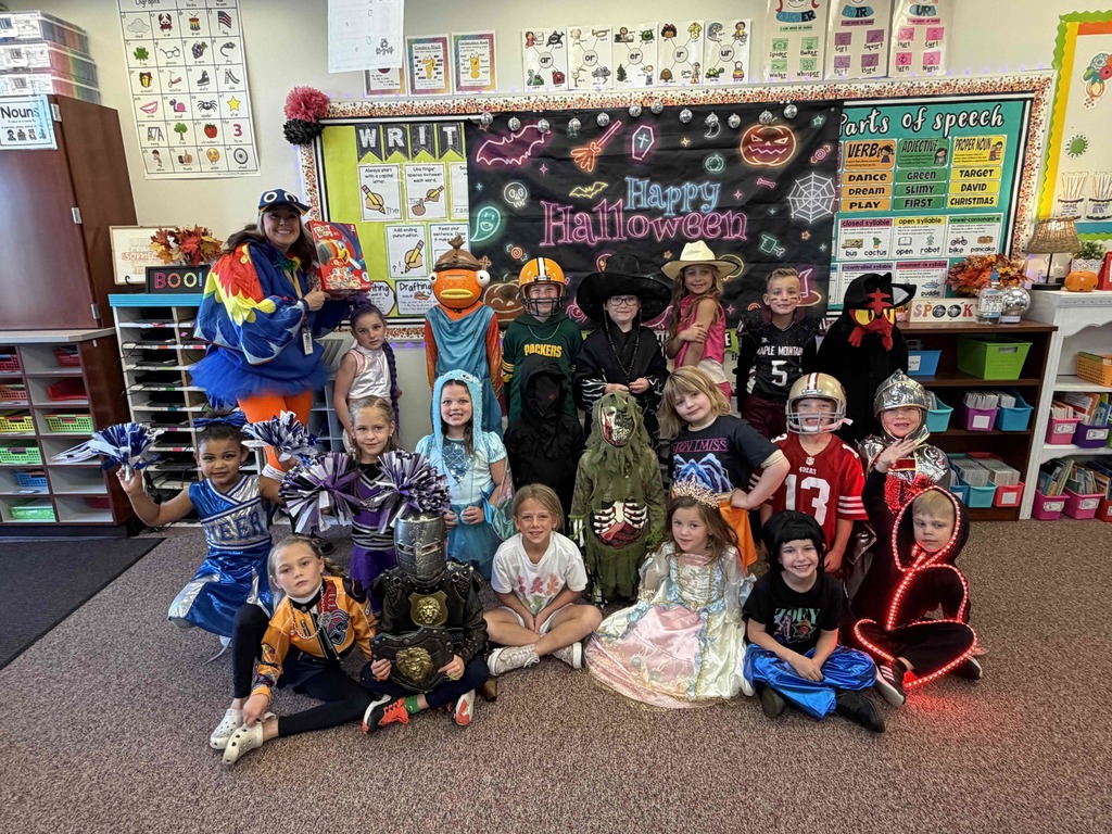 Class dressed in Halloween costumes.