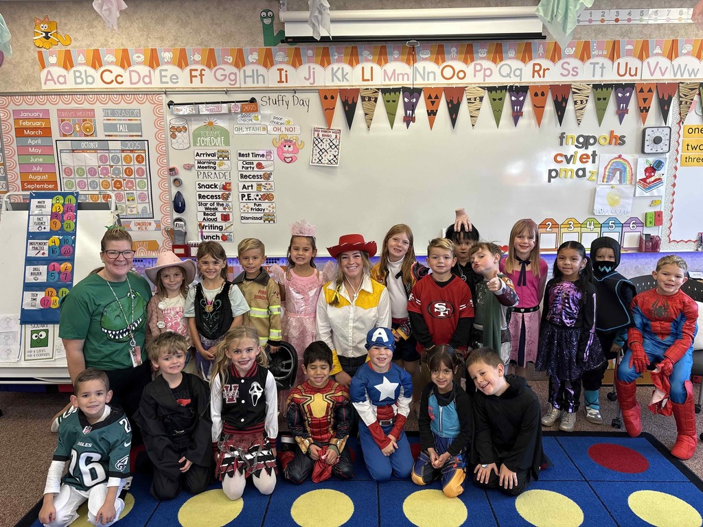 Class dressed in Halloween costumes.