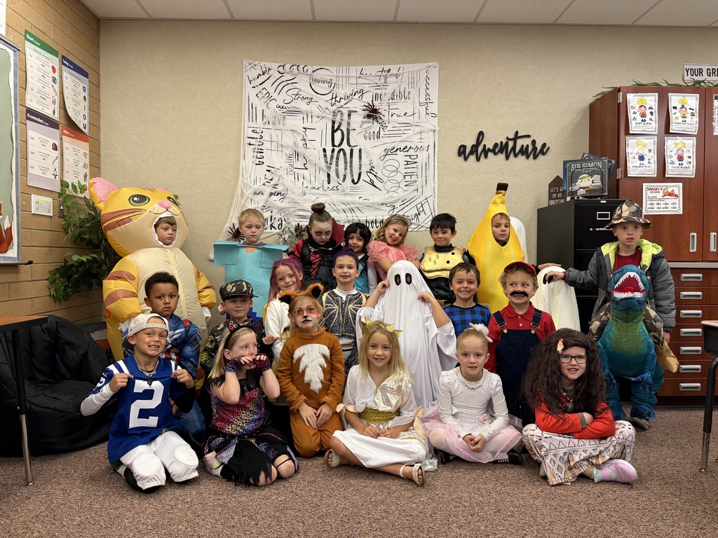 Class dressed in Halloween costumes.
