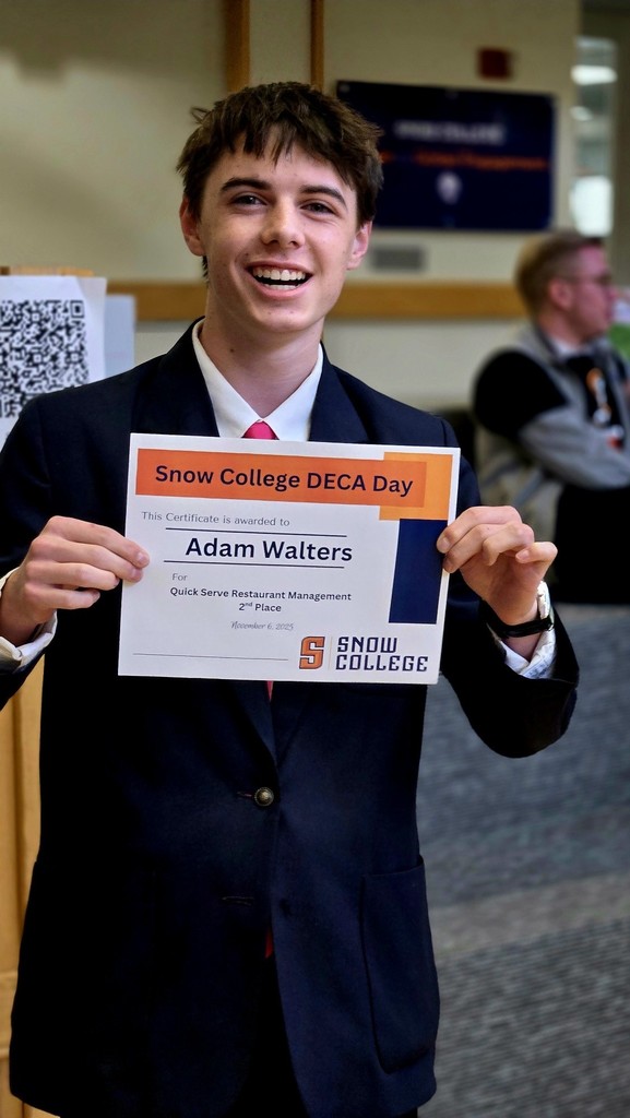 Snow College Deca Invitational- Adam Walters 2nd place
