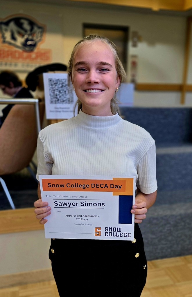 Snow College Deca Invitational- Sawyer Simons 2nd place