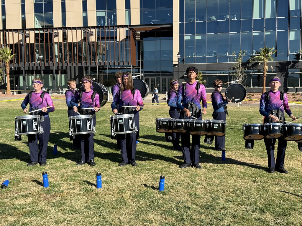 Drum Line warming up at State