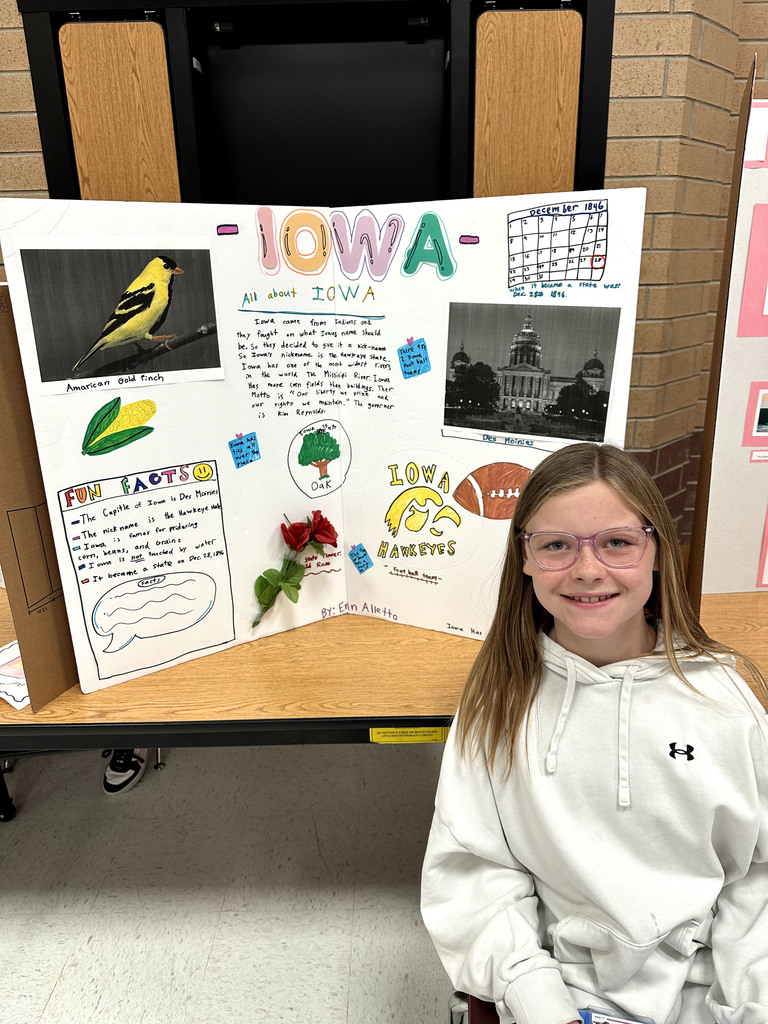 student with state poster