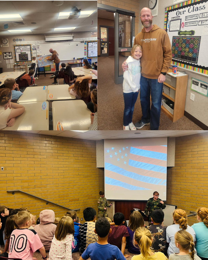 photos of veterans talking to students