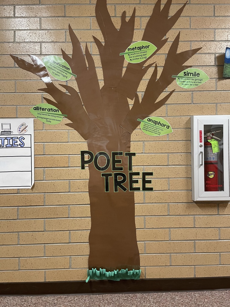 picture of a "poet tree" in the school hallway