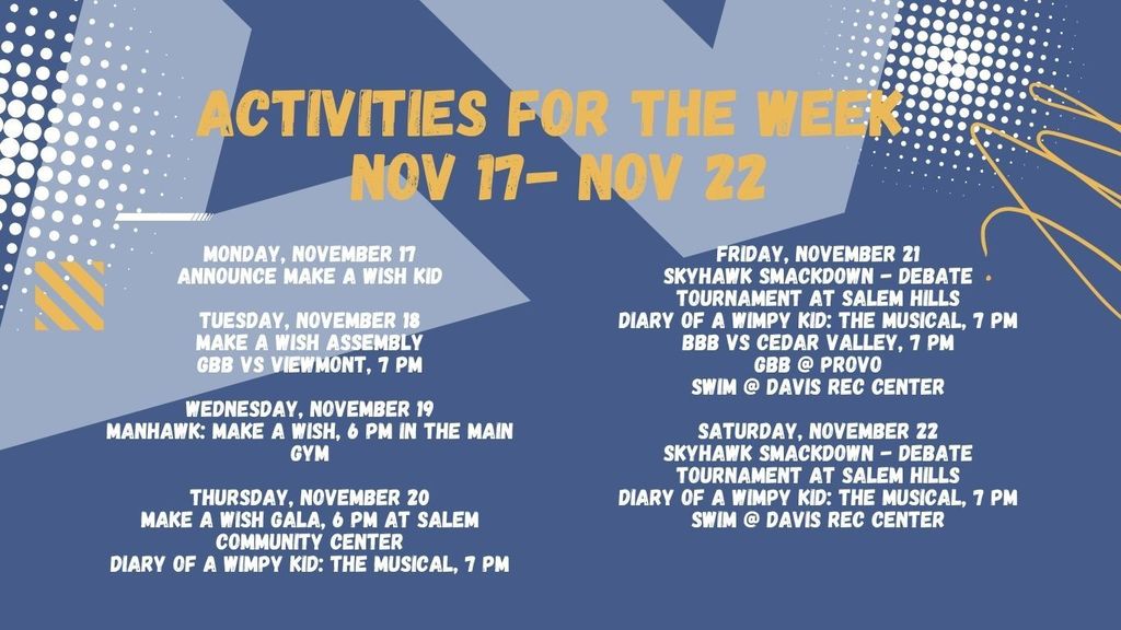Activities for the Week: Nov. 17-22