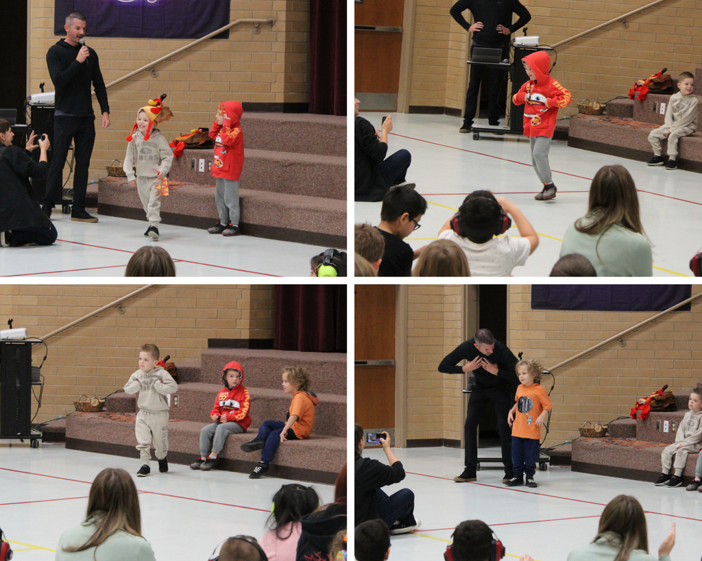 Kindergarten strutting like turkeys