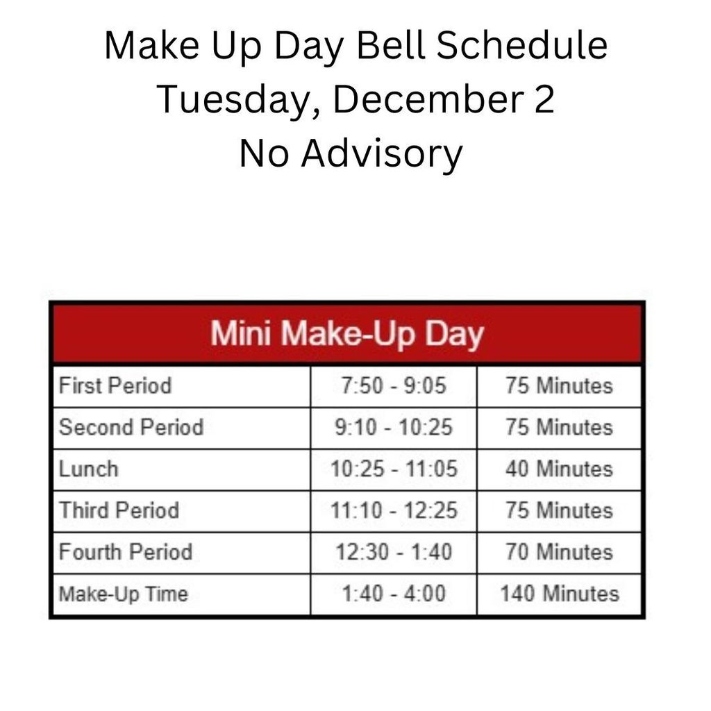 Mini Make Up Day schedule