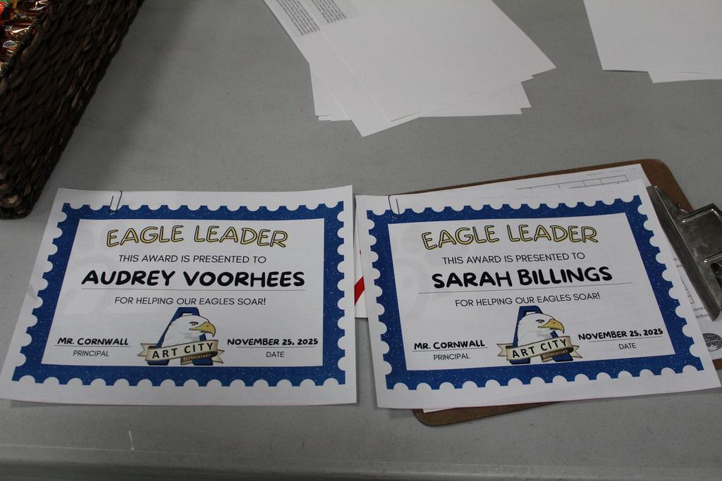 Certificates for Audrey Voorhees and Sarah Billings for Top Eagle (staff)