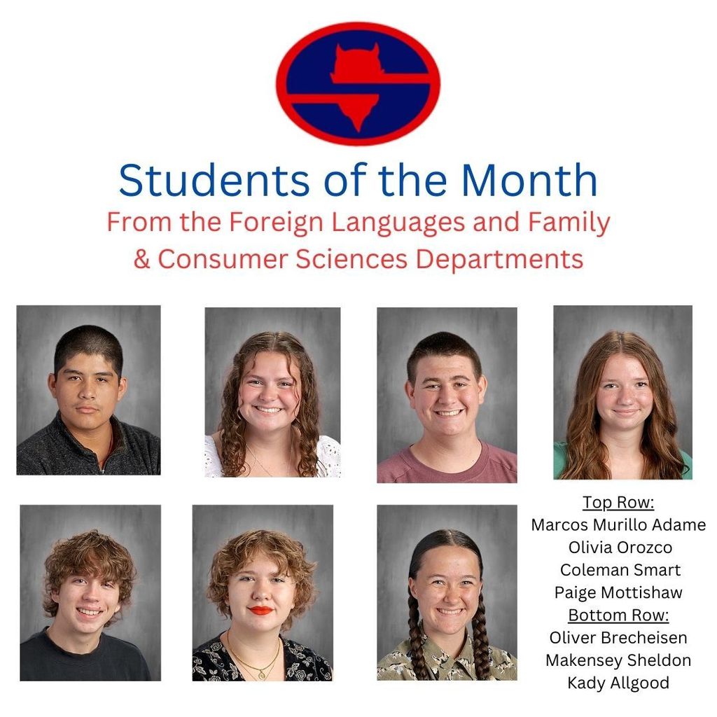 Students of the Month from the Foreign Language/Family and Consumer Sciences