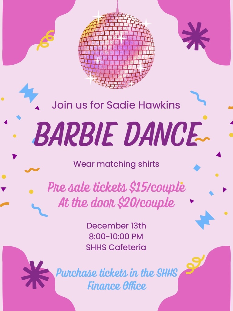Sadie Hawkins Dance Flier- Disco ball with info. December 13th from 8-10 pm
