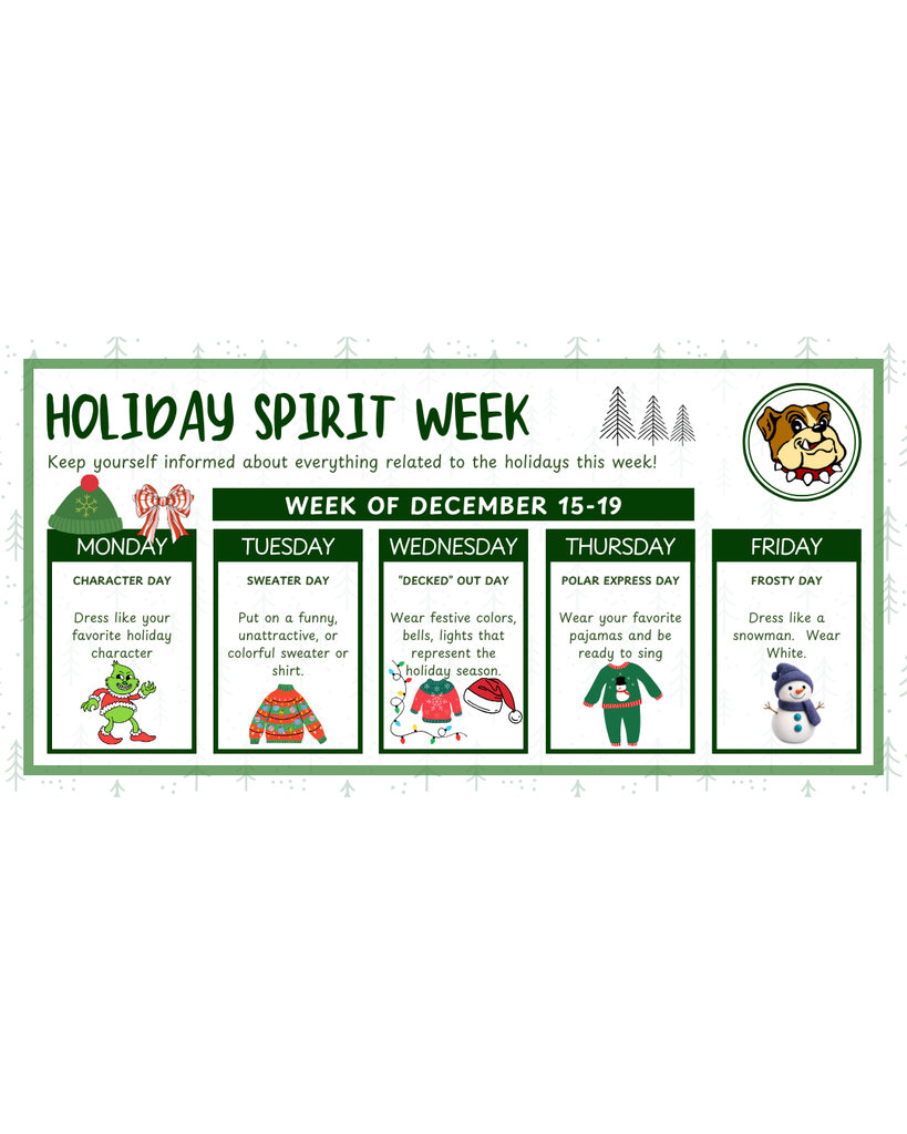 Holiday Spirit Week Dress up days