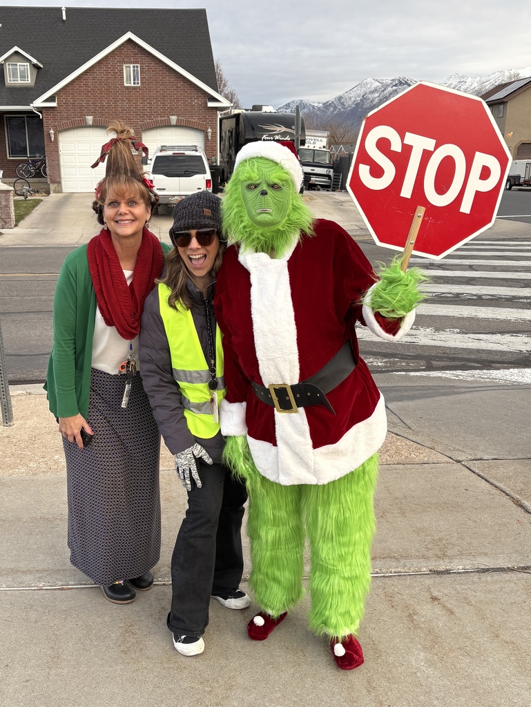 The grinch with our cross walk and cindy lou
