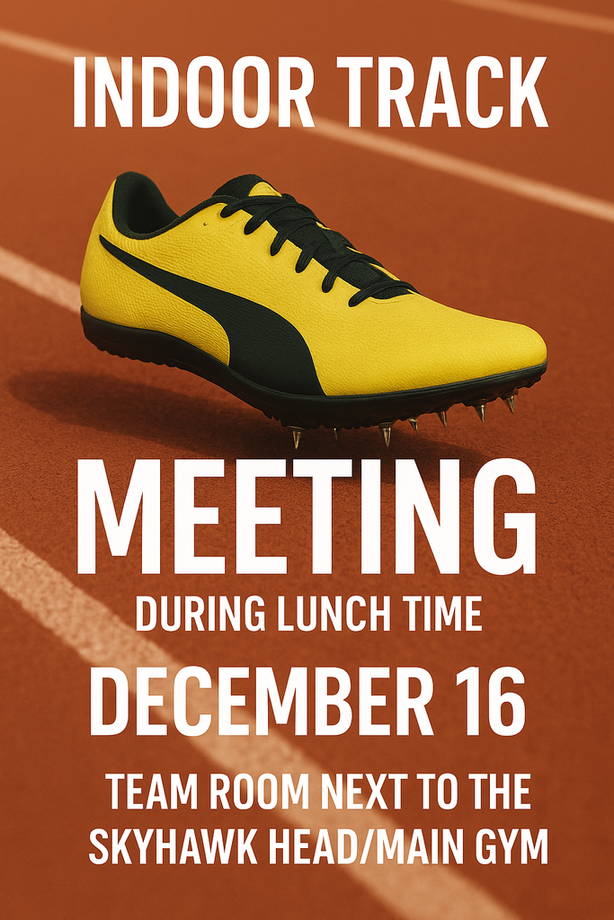 Indoor track flyer for meeting on December 16