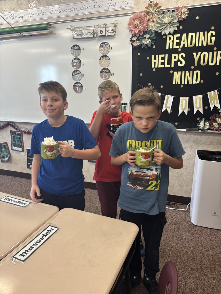 Ugly Christmas mug party in Mrs. Berglund's room.