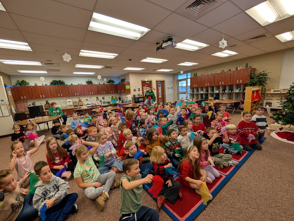 Students participating in Christmas activity.