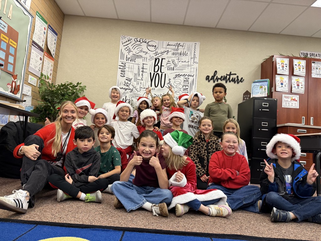 Ms. Wilde's first graders on Santa Day.