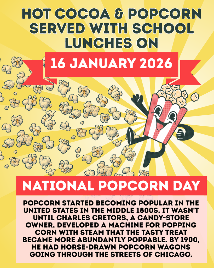 information about popcorn and hot chocolate being oferred on 16 january 