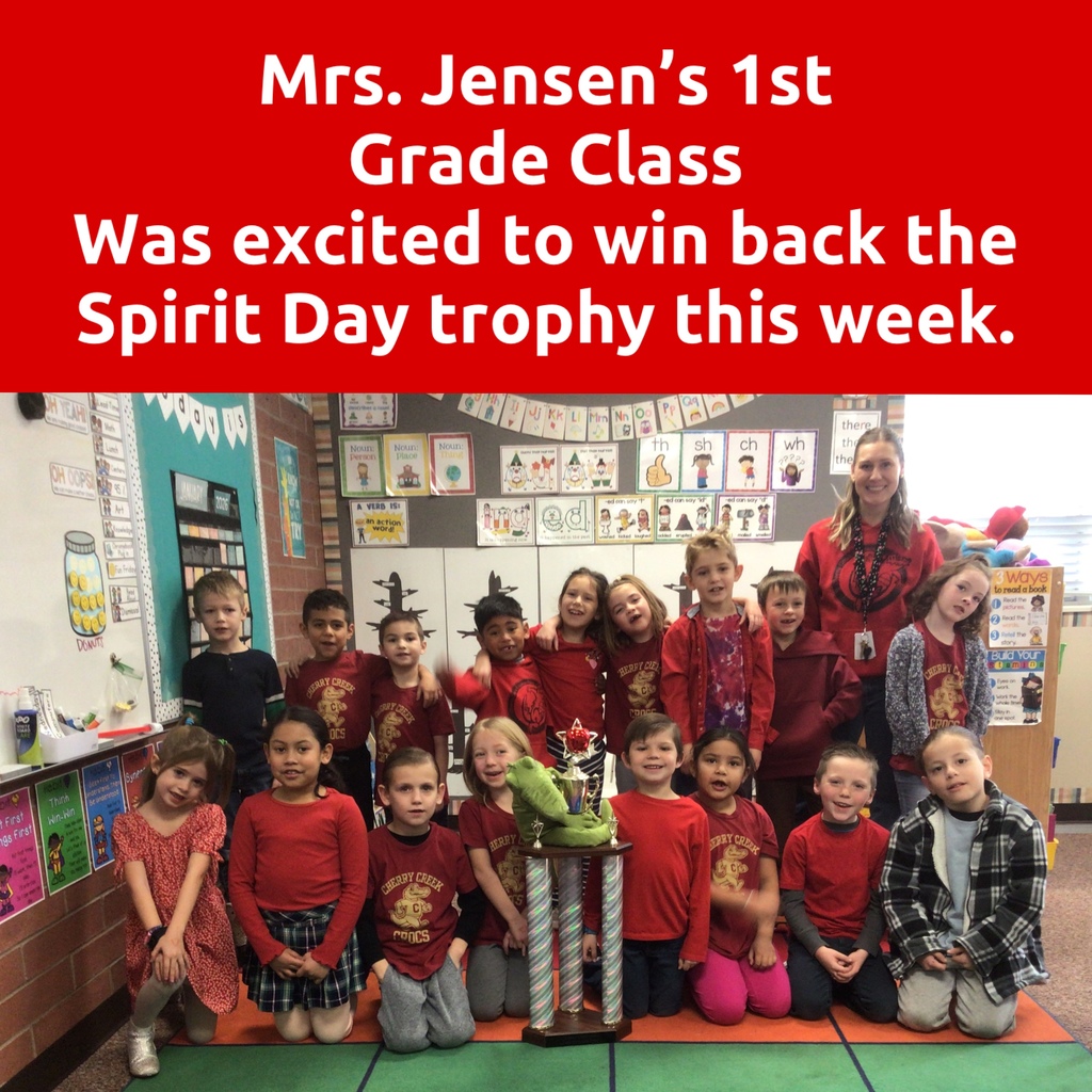 Mrs, Jensen’s 1st Grade Class Wins Back the Spirit Day Trophy