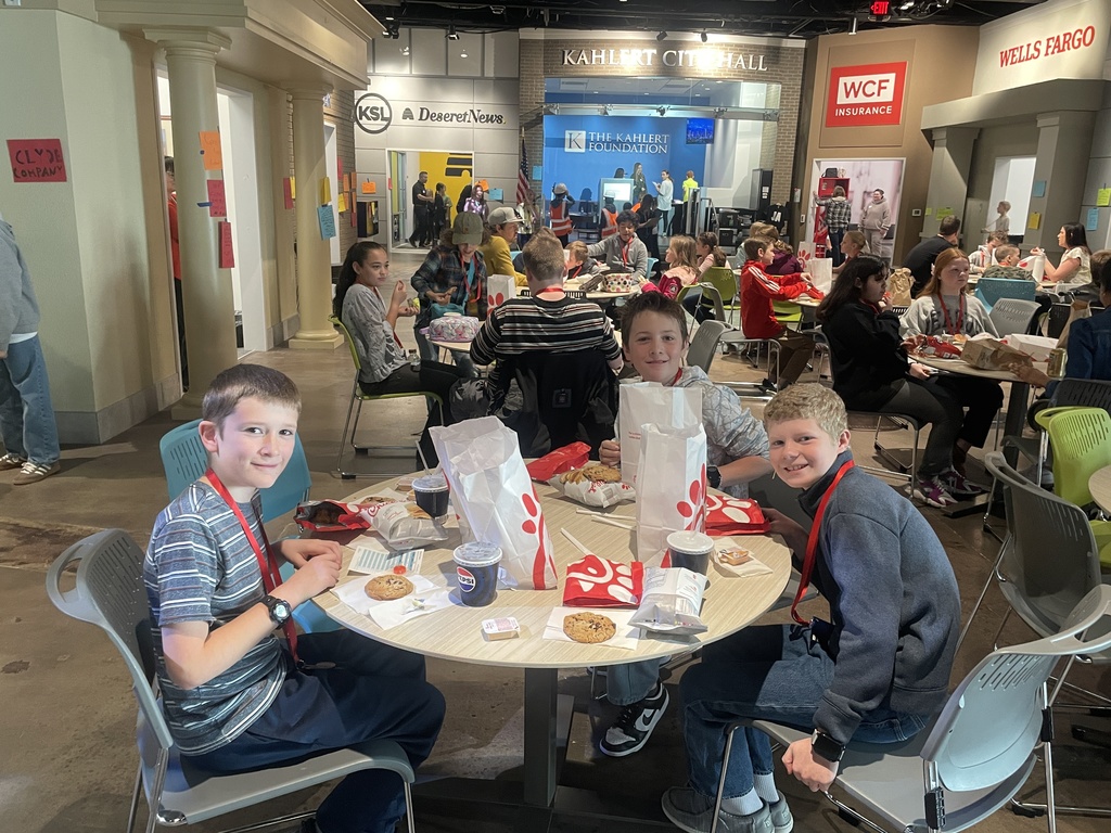 Students enjoying lunch from Chik fil a
