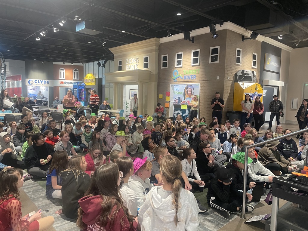 Students learning about business