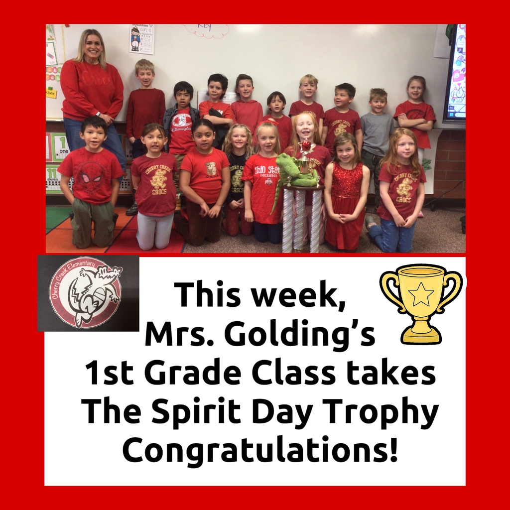 Mrs,  Golding’s 1st Grade Class takes the Spirit Day Trophy
