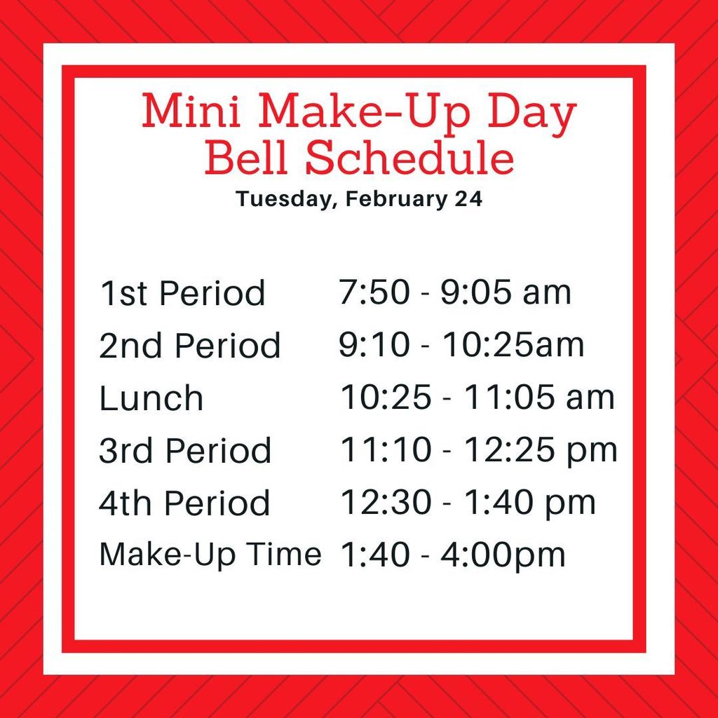 Make Up Day schedule