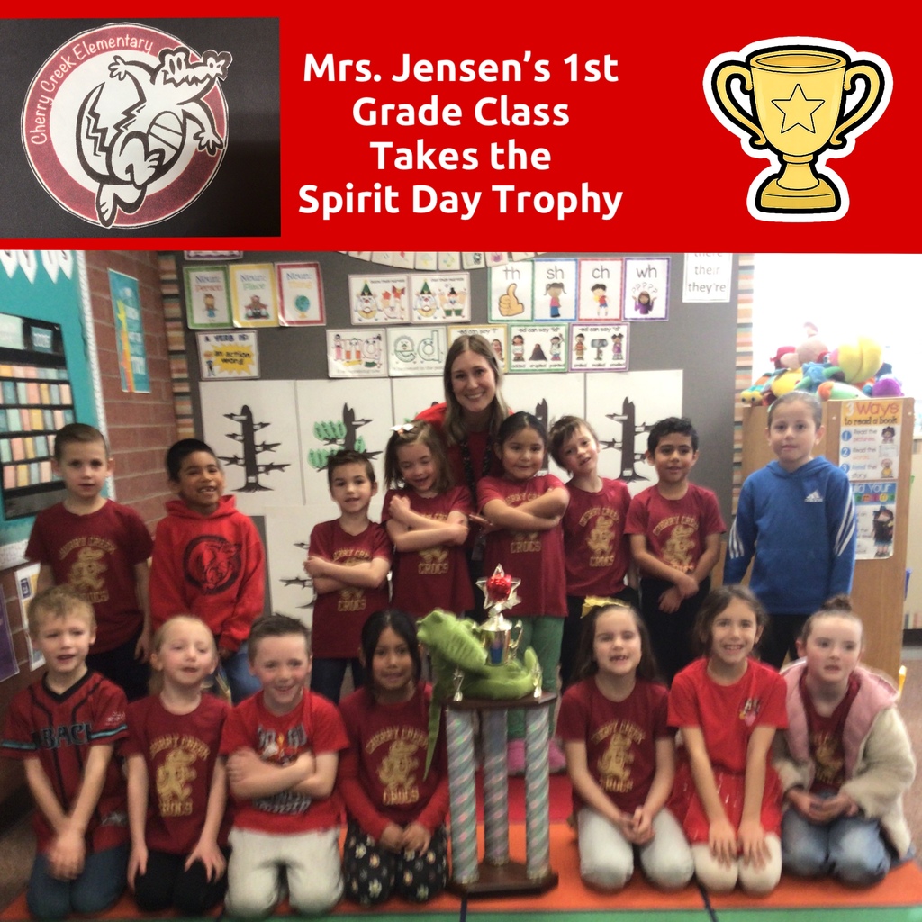 Spirit Day Trophy Goes to Mrs. Jensen’s 1st Grade Class