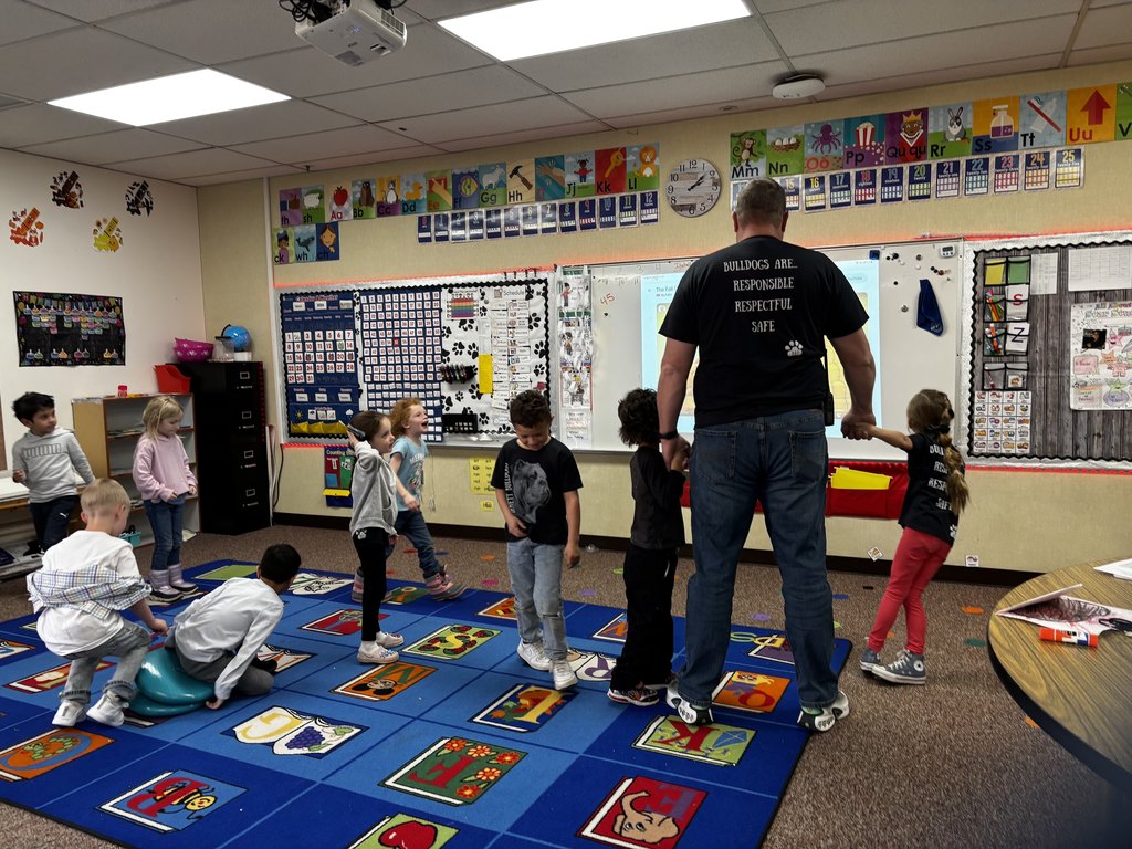 Kindergarten loves it when Mr Hogan drops in!