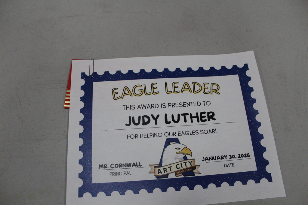Staff of the month Judy Luther certificate