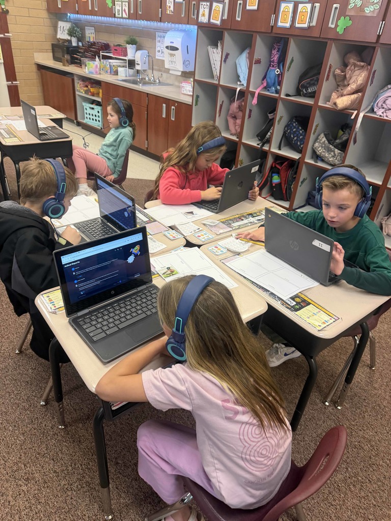 Students working on their chromebooks.