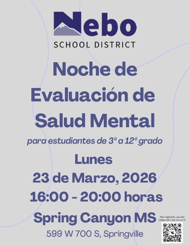 Nebo Mental Health Screener March 23rd 4-6 pm- Spanish Flyer